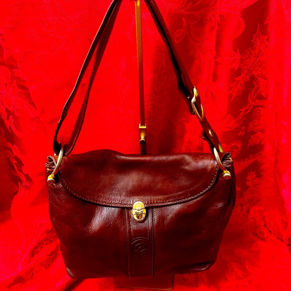Vintage Marino Orlandi Chic Dark Brown Leather Shoulder Bag